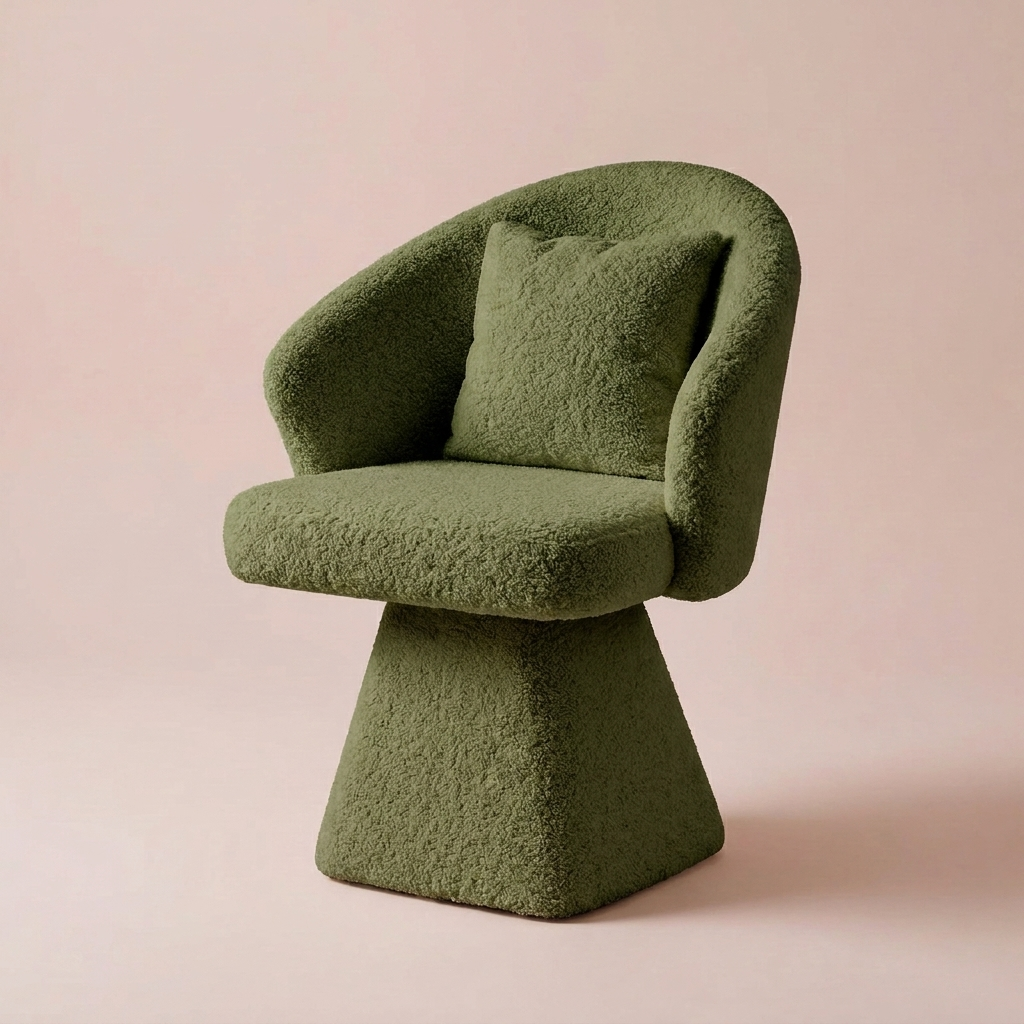 Cirque Vanity Chair, Forest Bouclé