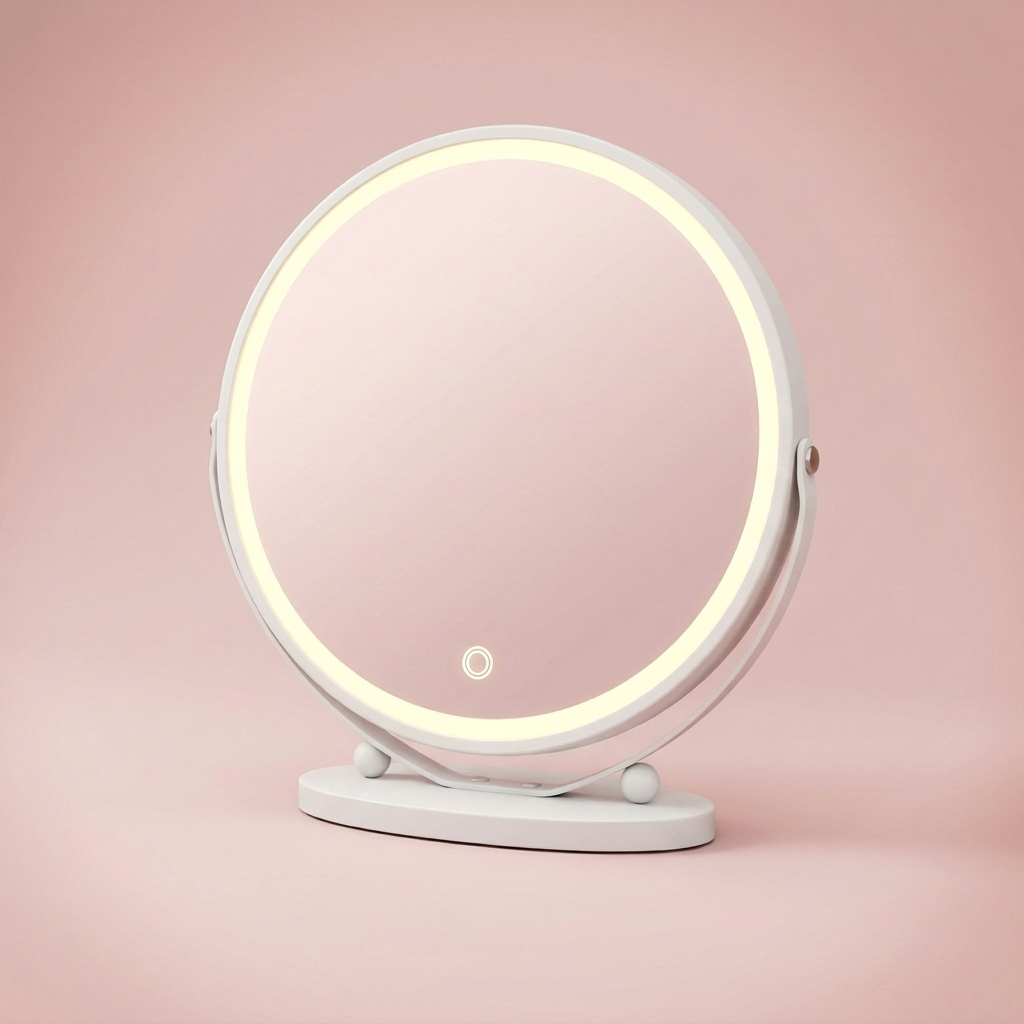 Greta Round Mirror, simple white