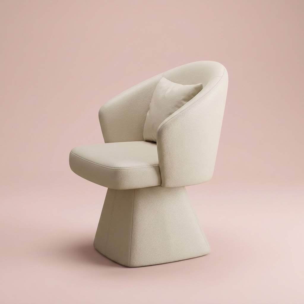 Cirque Vanity Chair, Ivory Faux Leather
