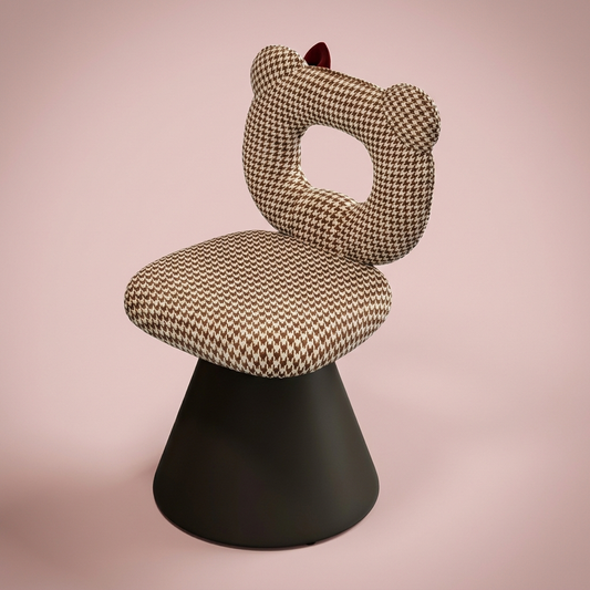 Maribel Vanity Chair, coffee houndstooth