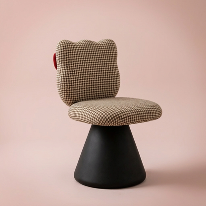 Maribel Vanity Chair, closed back houndstooth