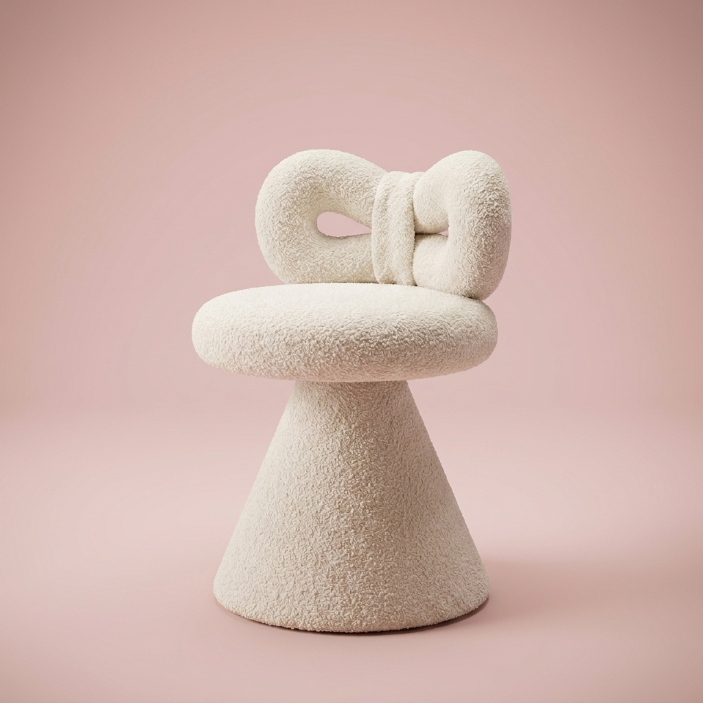 Petra Bow Vanity Stool, alabaster