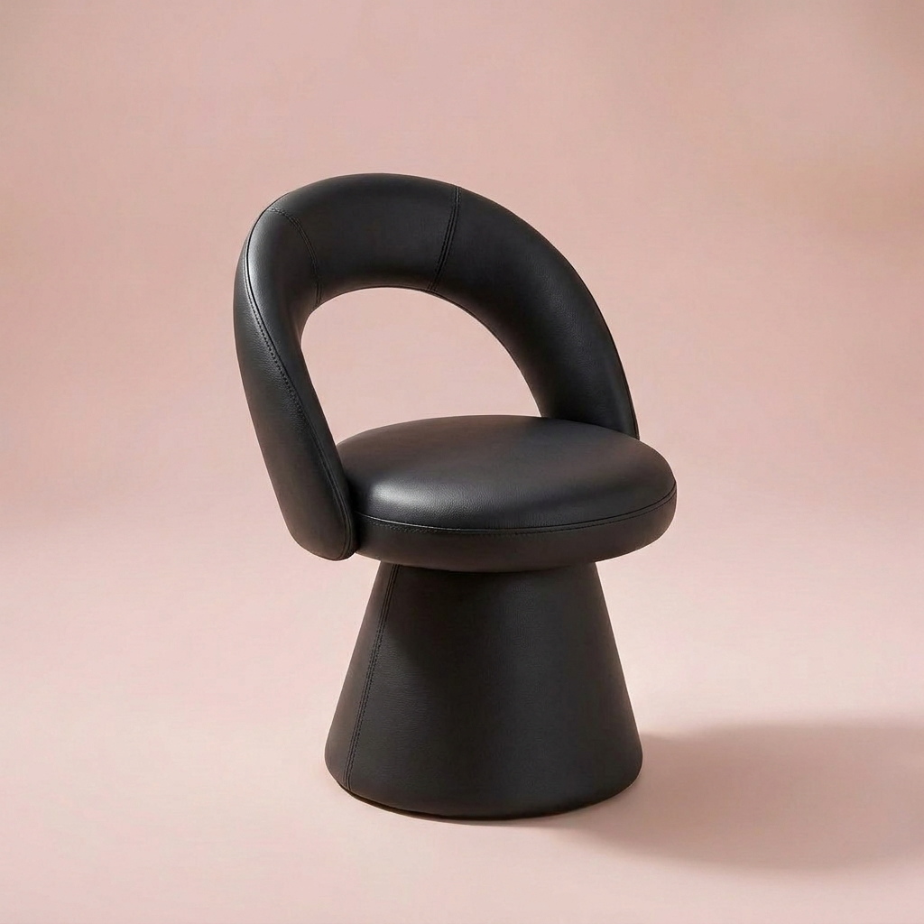 Simone Vanity Chair, black leather