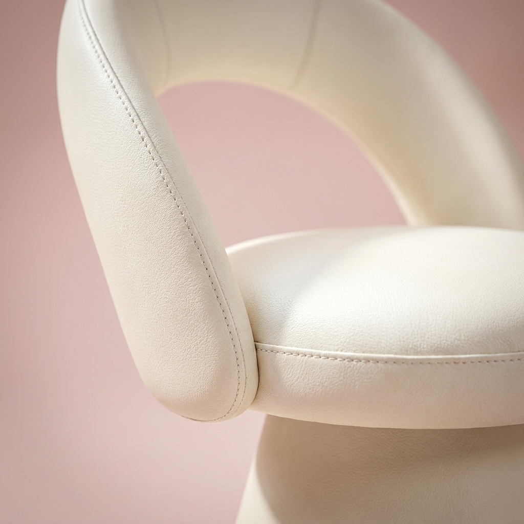 Simone Vanity Chair, arch backrest stitching detail