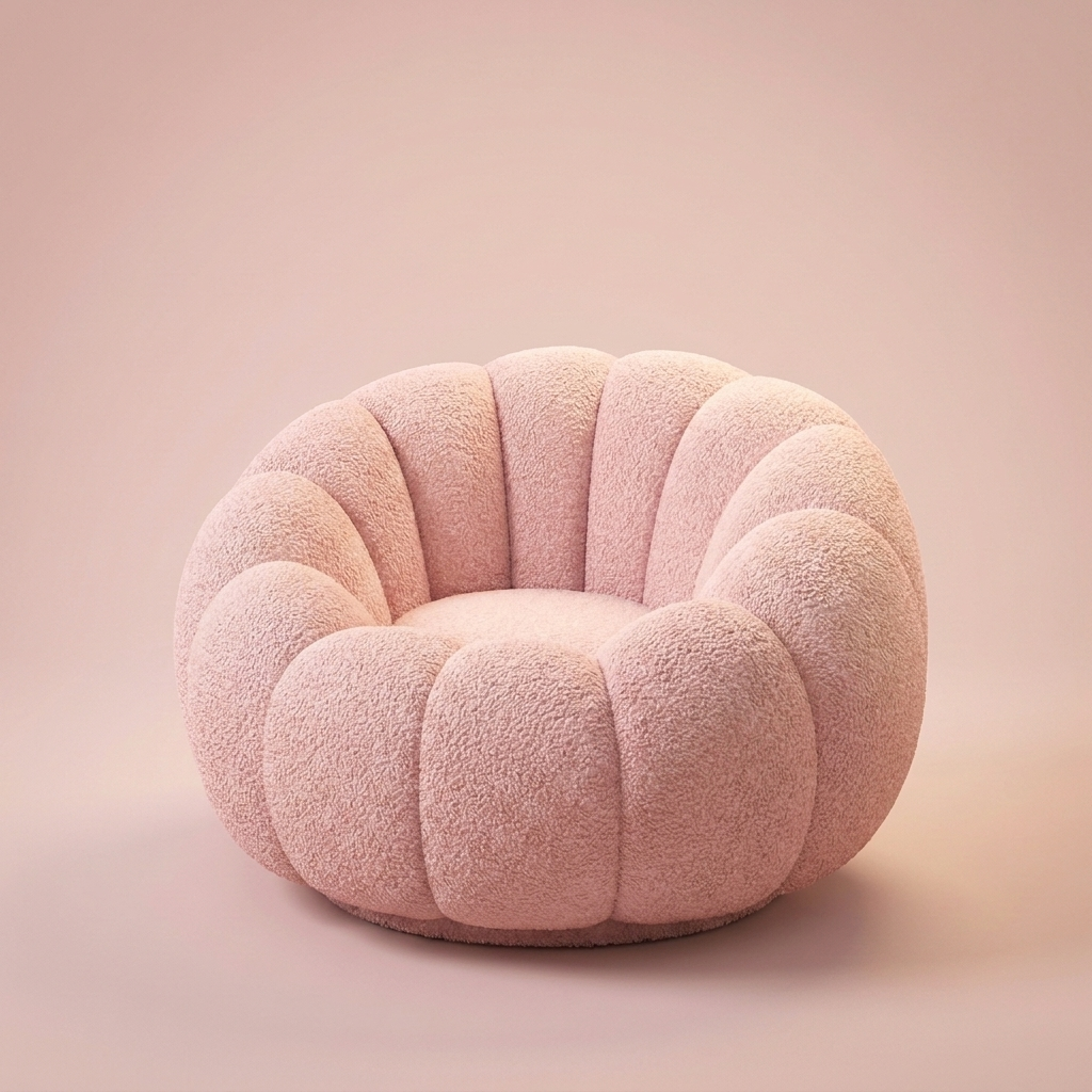 Tilly Accent Chair, pink lamb fleece