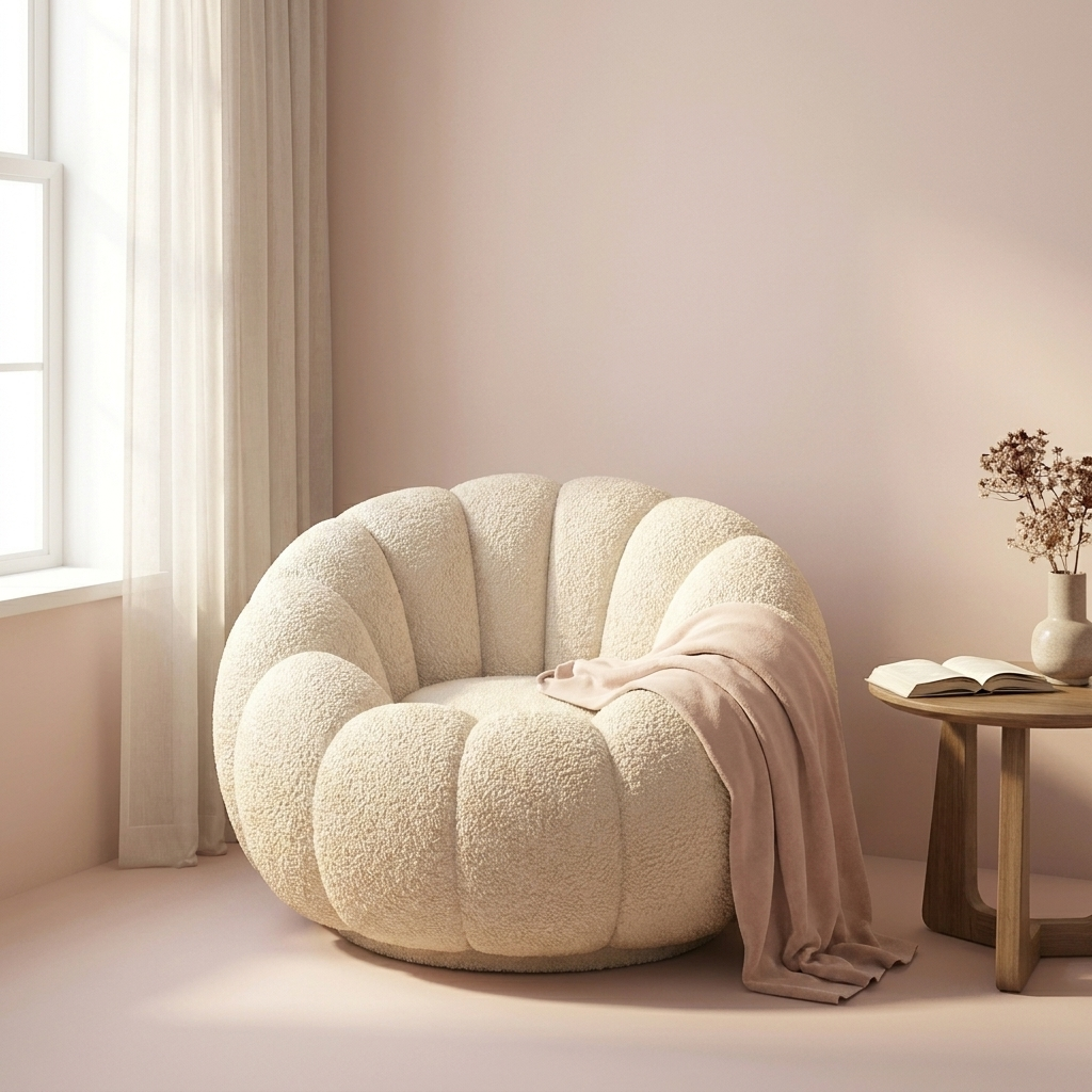 Tilly Accent Chair in a bedroom corner (throw not included)